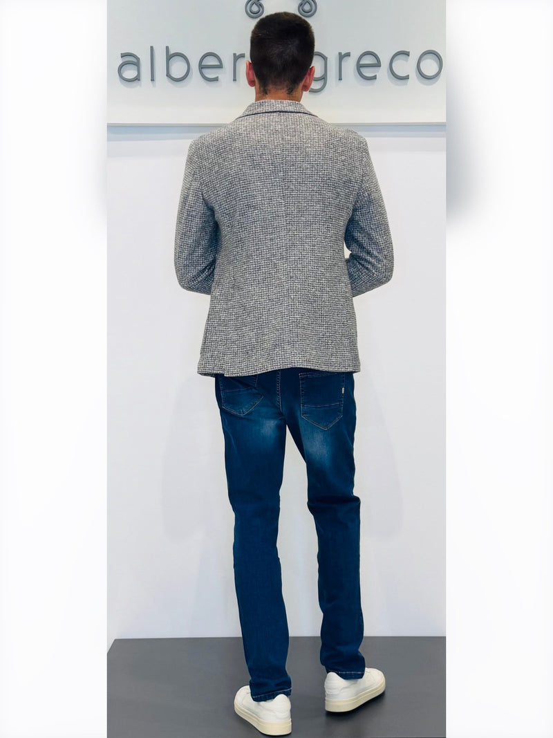 Giacca in panno jersey micro quadro sfumato