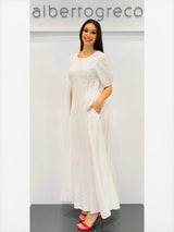 Abito lungo in tessuto goffrato