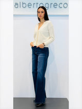 Cardigan over con davanti ricamato