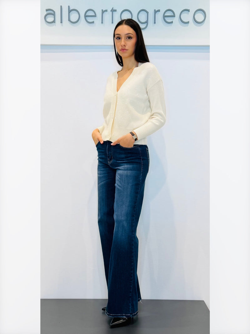 Cardigan over con davanti ricamato