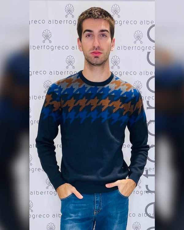 Maglia uomo jacquard pied de poule