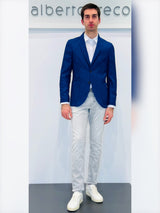 Giacca due bottoni in tessuto fiammato misto lana