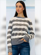 Maglia donna traforata bicolor