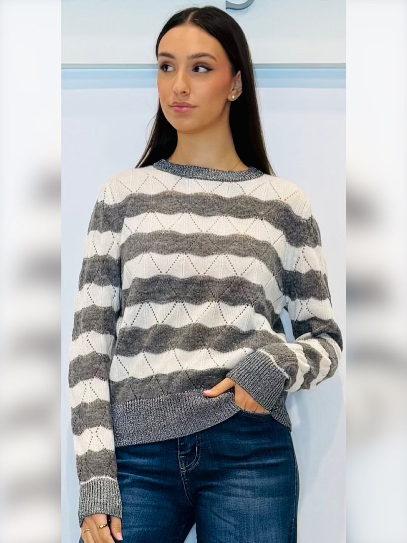 Maglia donna traforata bicolor