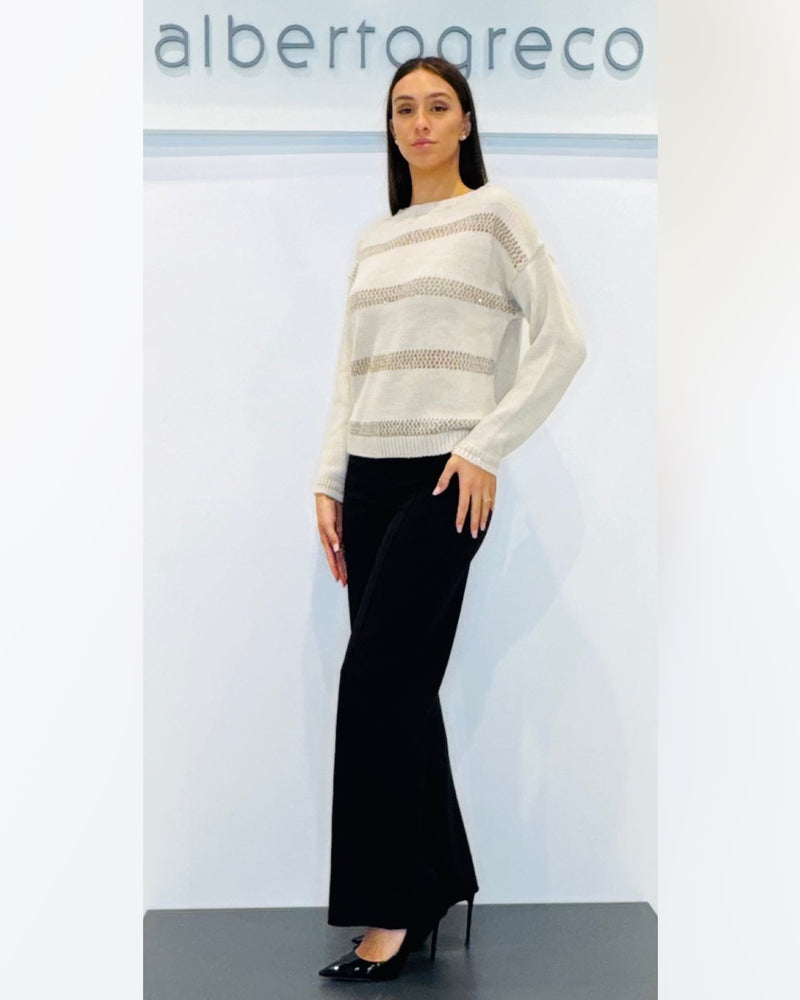 Maglia over con lavorazione a jacquard