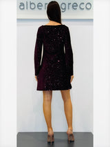 Abito in velluto ricamato con paillettes