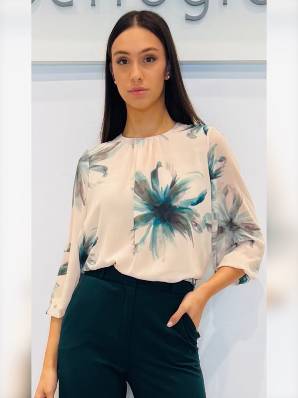 Blusa girocollo in georgette fantasia Curvy