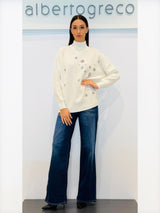 Maglia con ricamo di cristalli