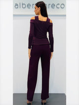 Pantaloni Palazzo vita alta in tessuto elasticizzato