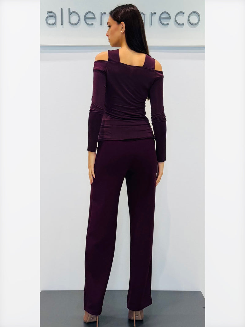 Pantaloni Palazzo vita alta in tessuto elasticizzato