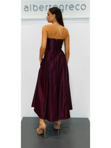 Abito bustier midi in raso