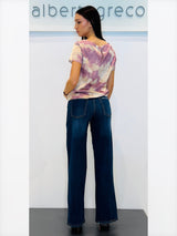 Blusa con manica corta fantasia