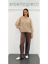 Maglia girocollo in misto mohair