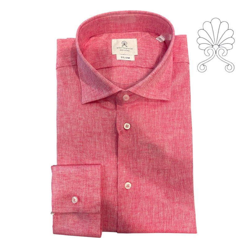 Camicia uomo collo francese in misto lino