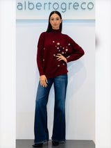 Maglia con ricamo di cristalli