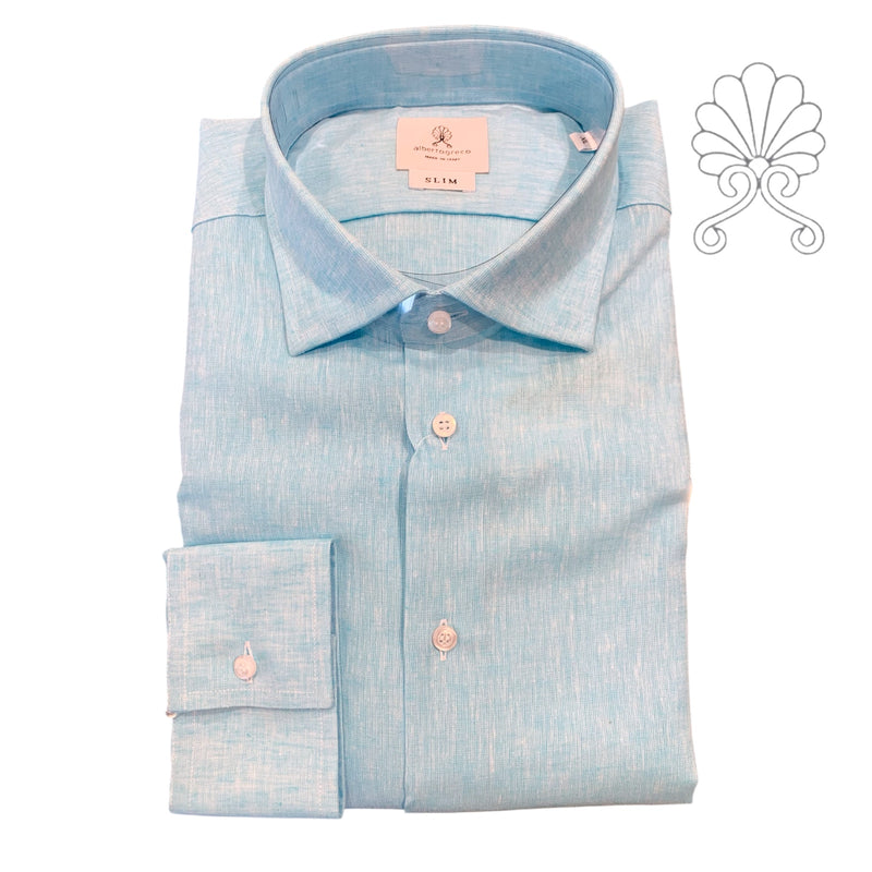 Camicia uomo collo francese in misto lino