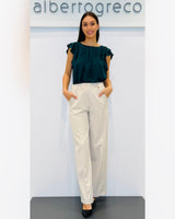Blusa in georgette con maniche con motivo a rouches