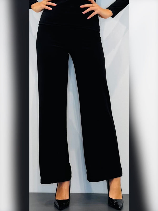 Pantaloni Palazzo vita alta in tessuto elasticizzato