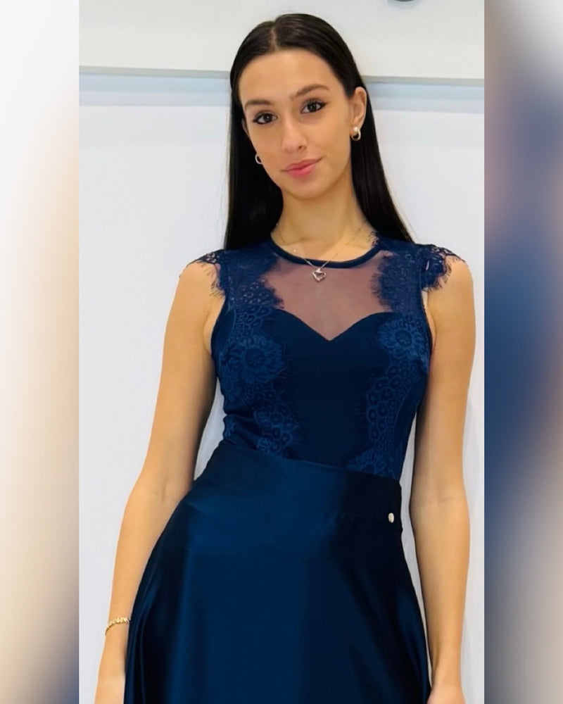 Top body con inserti in pizzo