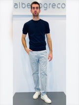 Tshirt in maglia con bordo manica in contrasto