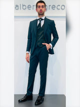 Completo cerimonia con giacca con motivo in raso su davanti