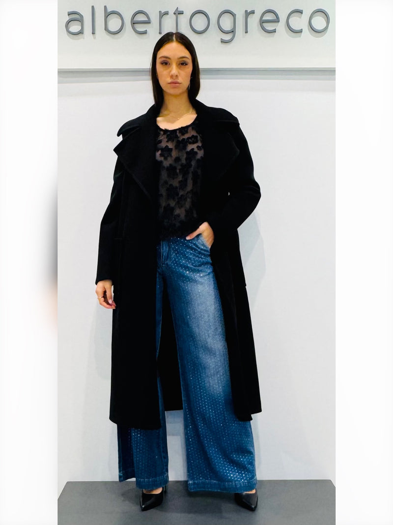 Cappotto un bottone con cintura in vita