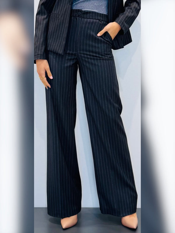 Pantaloni a palazzo gessato