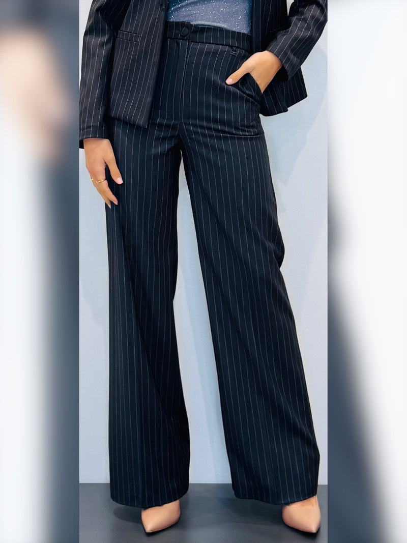 Pantaloni a palazzo gessato