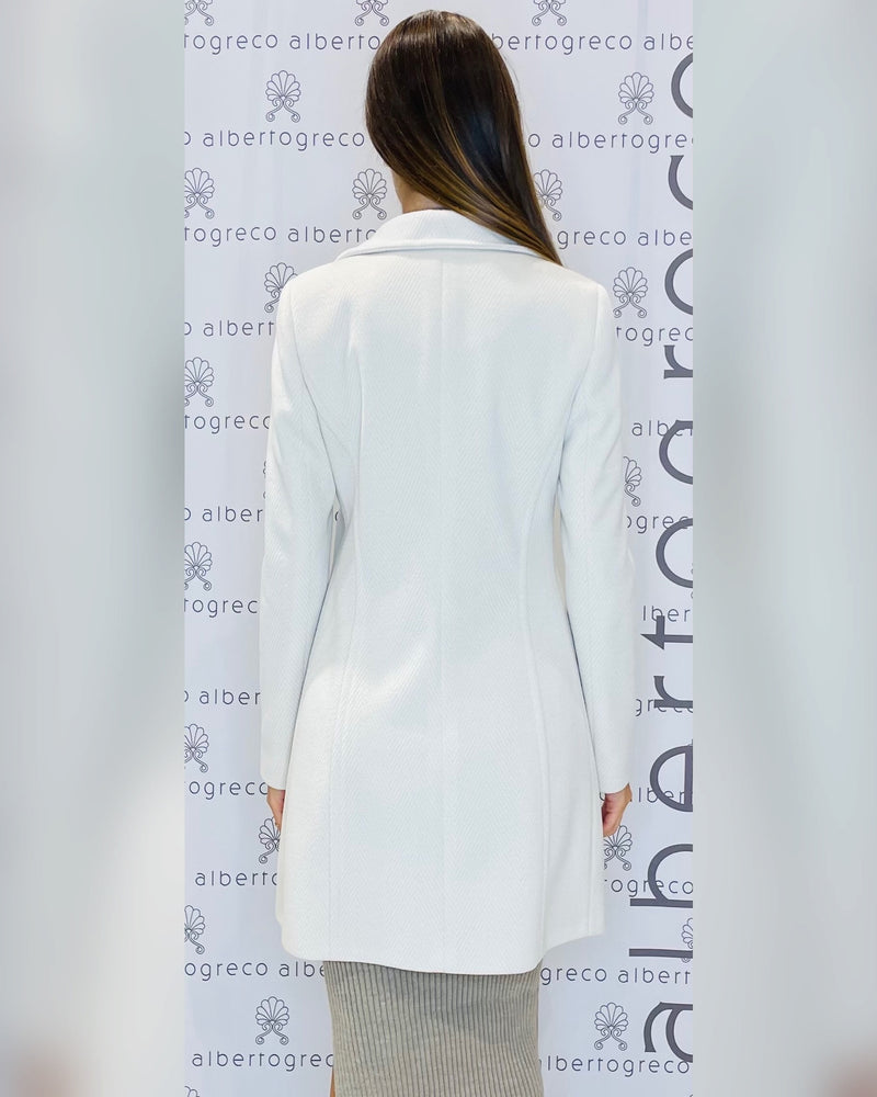 Cappotto in tessuto spinato collo alto