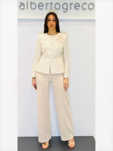 Giacca girocollo in tessuto tweed