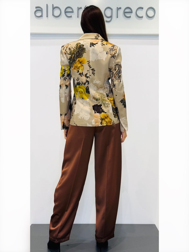 Giacca in raso fantasia un bottone