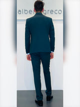 Completo cerimonia con giacca con motivo in raso su davanti