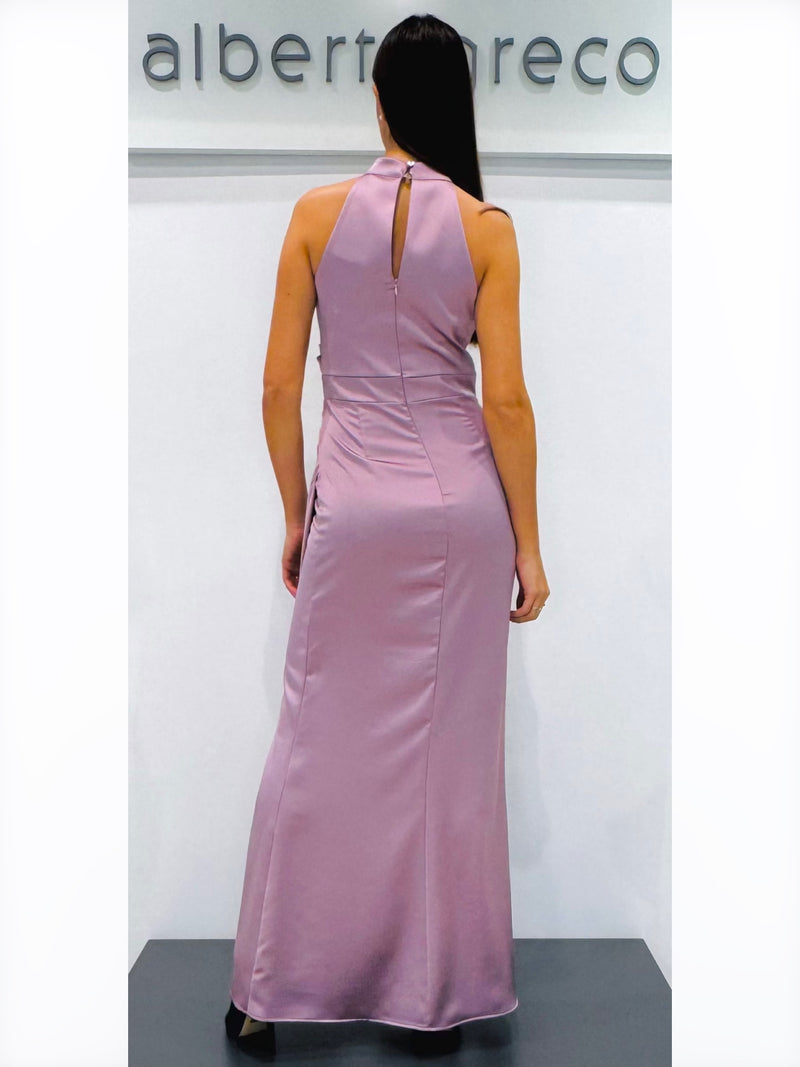 Abito lungo a sirena in raso