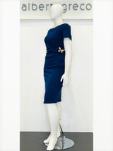 Tubino in crepe elasticizzata con manica corta