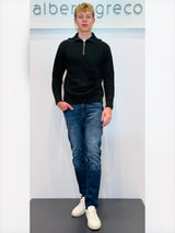 Maglia operata a dolcevita con zip