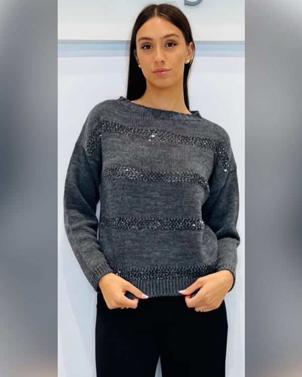 Maglia over con lavorazione a jacquard