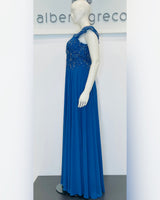 Abito con corpetto ricamato con gonna ampia in georgette