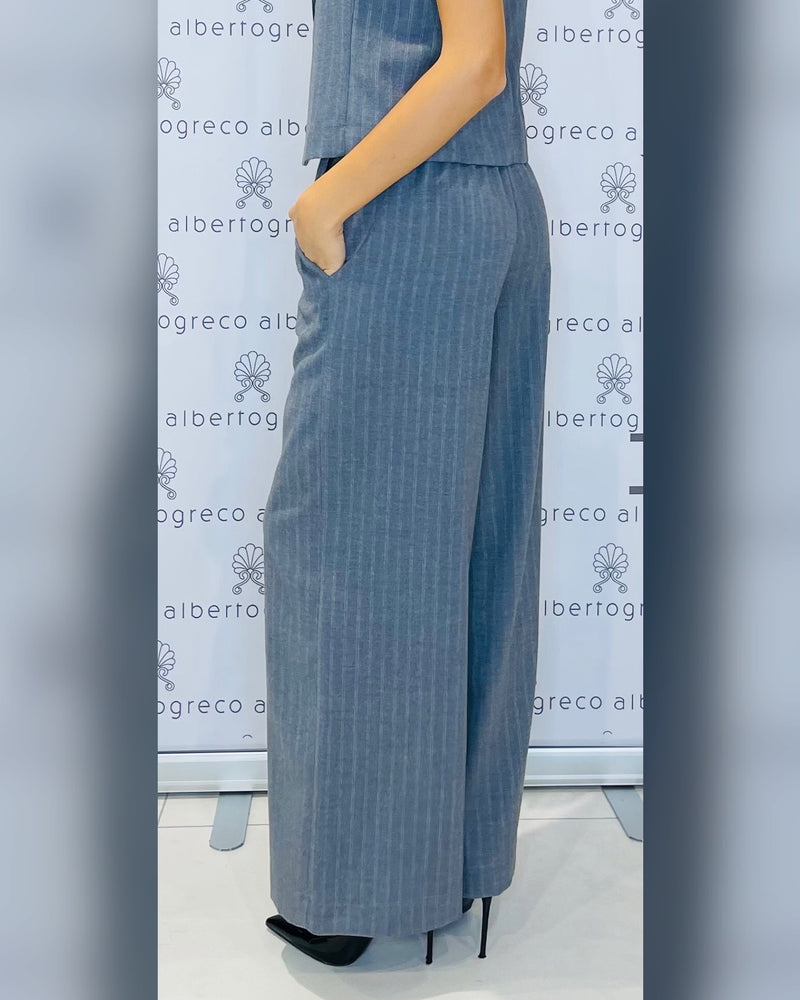 Pantaloni a palazzo gessati