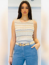 Top in maglia motivo a zig zag