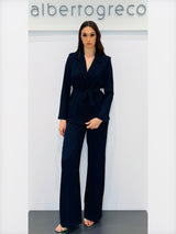 Tailleur pantaloni con giacca con cintura annodabile