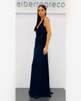 Abito lungo con scollo a V in jersey