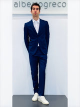 Abito due bottoni in tessuto operato