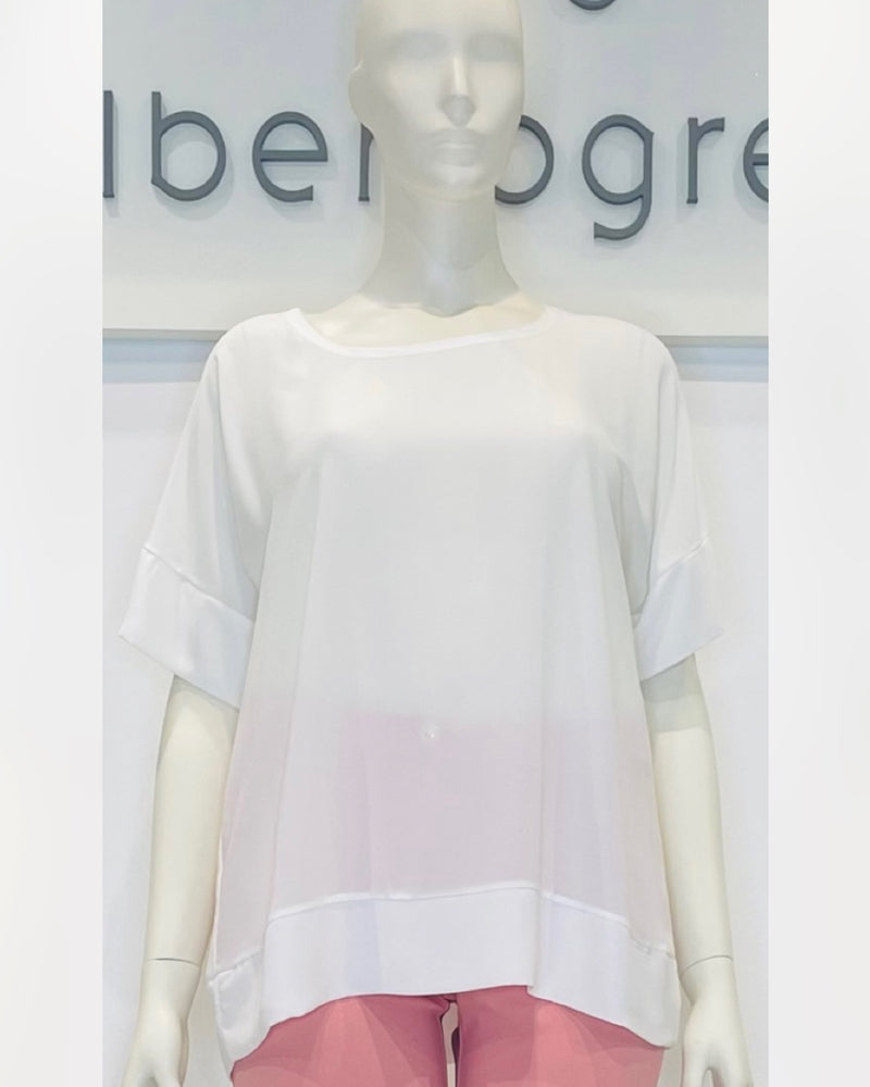 Blusa girocollo con manica a kimono
