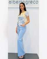 Pantaloni in crepe con dettagli in raso