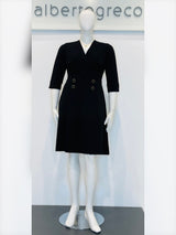 Abito in crepe con gonna svasata a pieghe