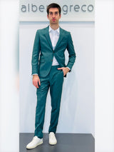 Abito due bottoni in tessuto fiammato