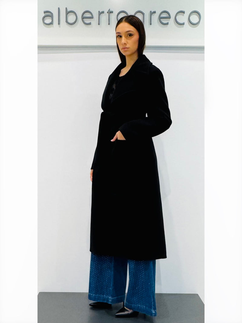 Cappotto un bottone con cintura in vita