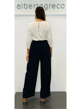 Blusa in raso con manica a tre quarti