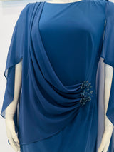 Abito corto in jersey con drappeggio in georgette