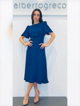 Abito midi con manica corta a sbuffo